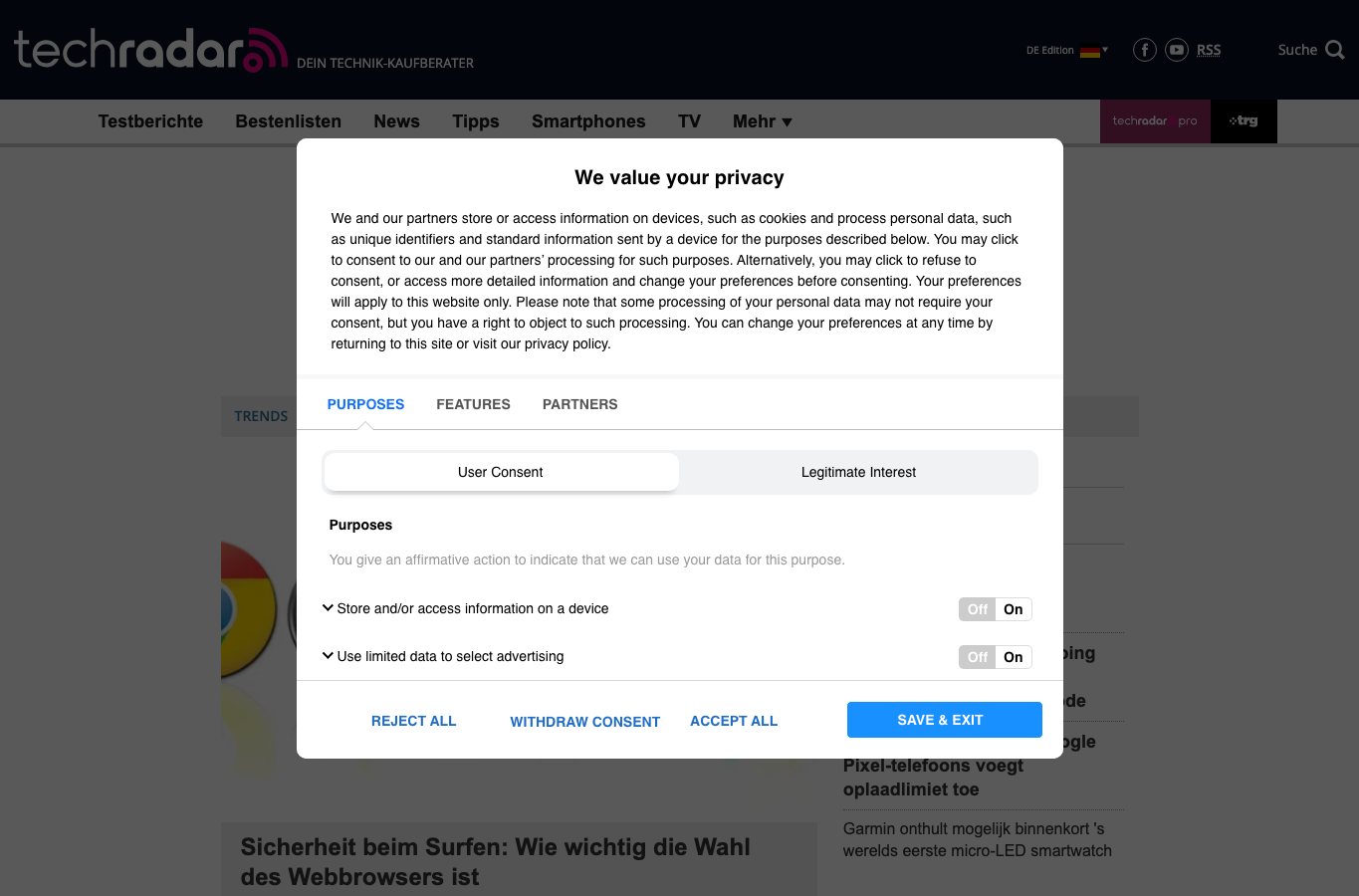 TechRadar: Preference panel